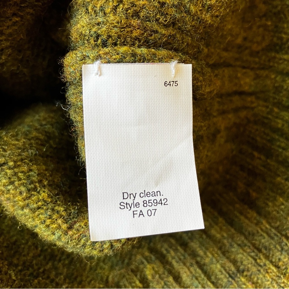 J. Crew | Olive Natural Fiber Half Sleeve Horn Button Sweater - Picture 6 of 7